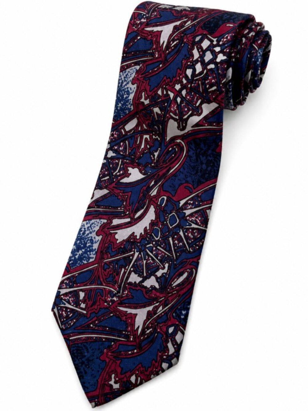 Pierre Balmain Vintage Silk Paisley Tie Navy Burgundy Italian Luxury